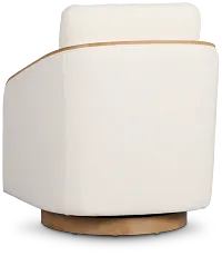Campbell White Fabric Swivel Accent Chair