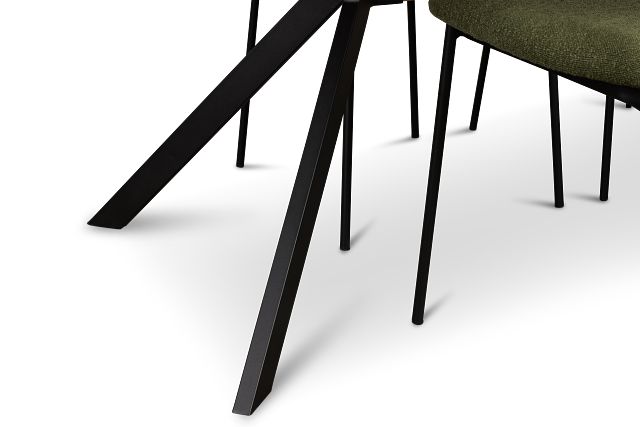 Lynden Light Tone Rect Table & 4 Green Woven Upholstered Side Chairs