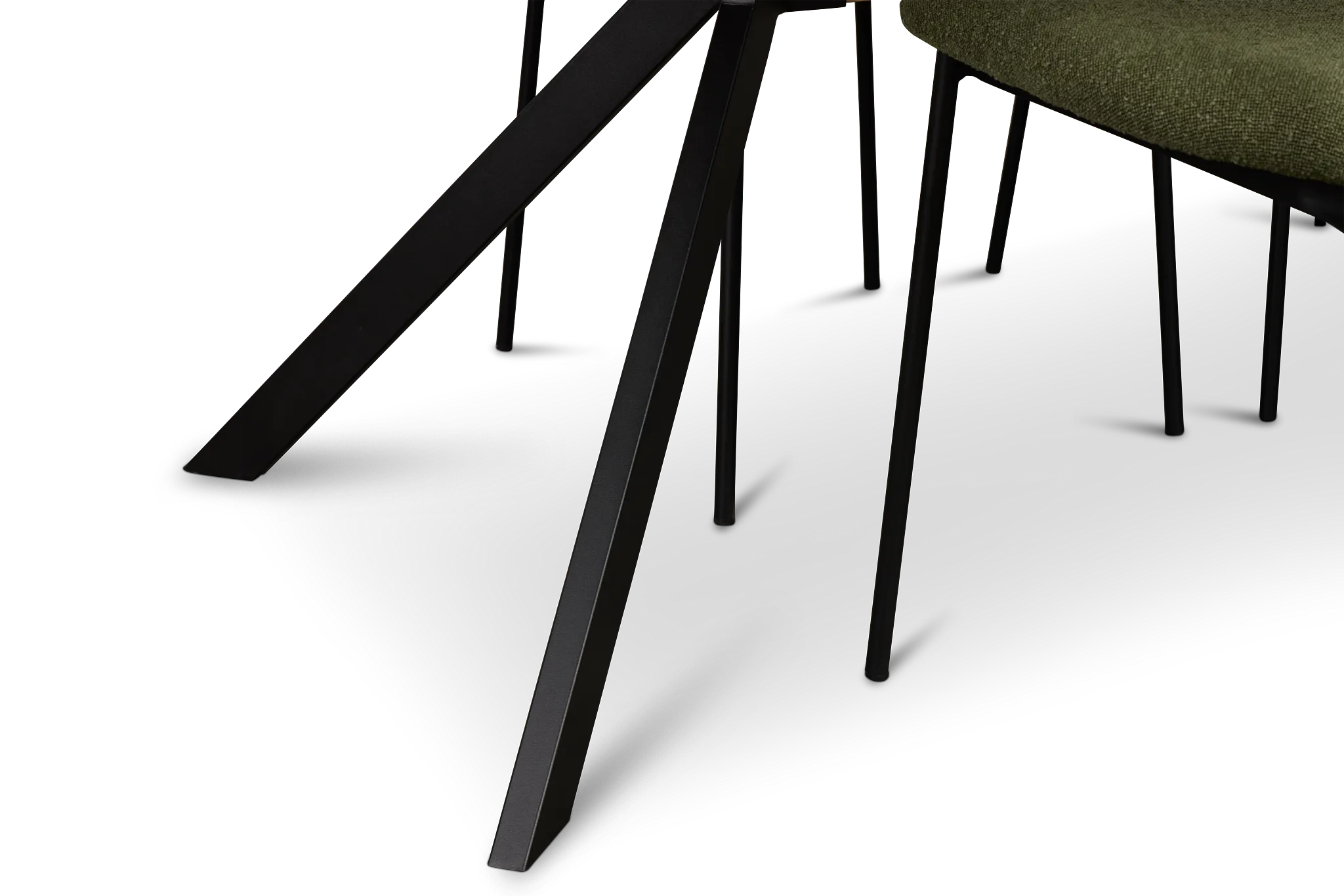 Lynden Light Tone Rect Table & 4 Green Woven Upholstered Side Chairs