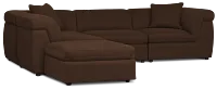 Aria Dark Brown Micro Immersive 5-piece Bumper Sectional W/2 Speakers