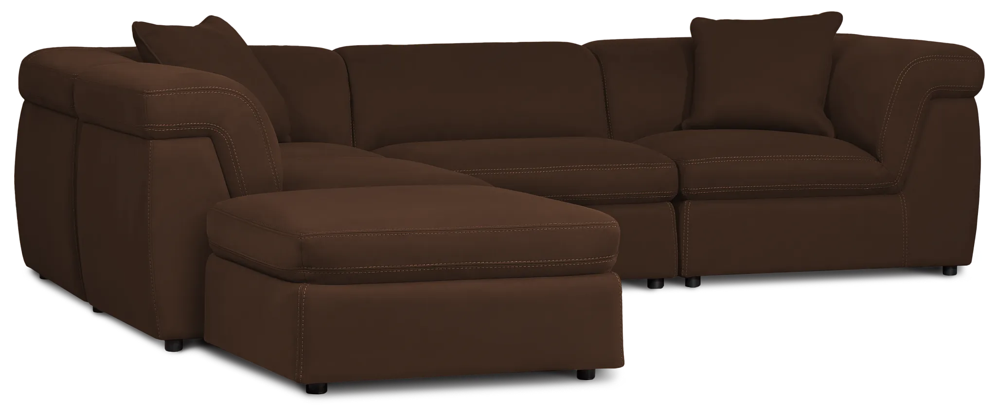 Aria Dark Brown Micro Immersive 5-piece Bumper Sectional W/2 Speakers