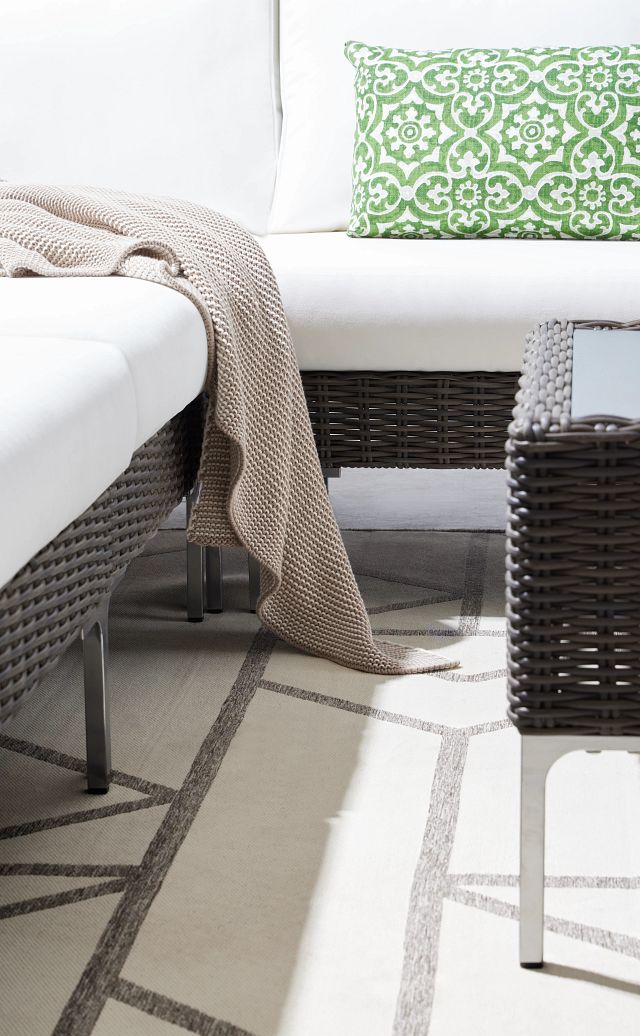 Tulum White Woven Two-arm Sectional
