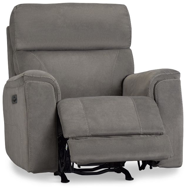Wells Gray Fabric Power Recliner With Heat And Massage
