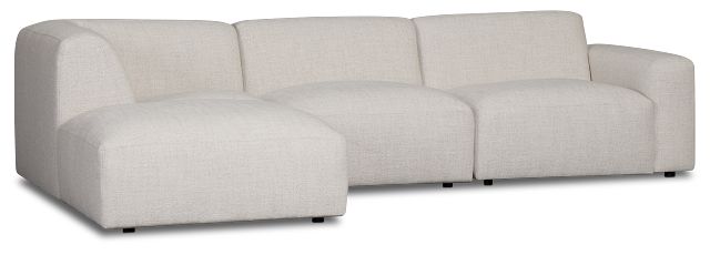 Baylor Light Beige Fabric 4-piece Left Facing Bumper Sectional