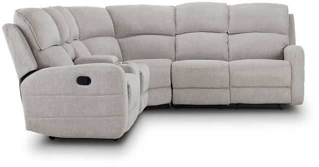 Piper Gray Fabric Medium Dual Reclining Sectional With Left Console