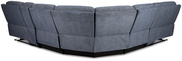 Walker Blue Fabric Large Dual Manually Reclining Two-arm Sectional