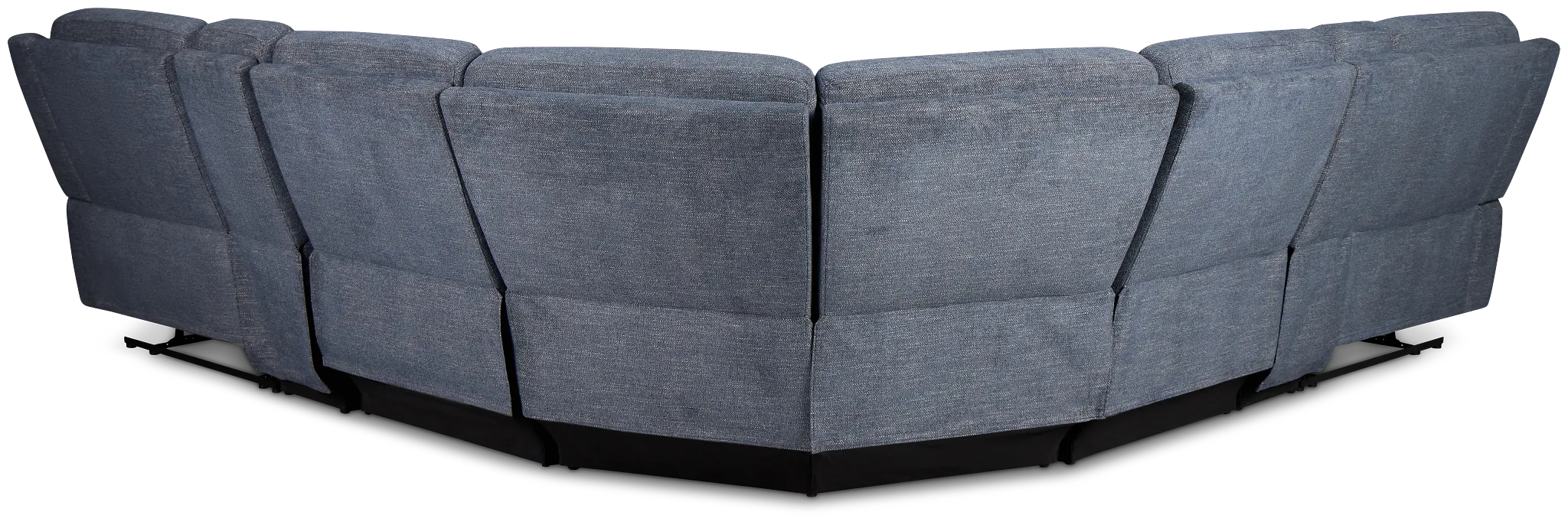 Walker Blue Fabric Large Dual Manually Reclining Two-arm Sectional