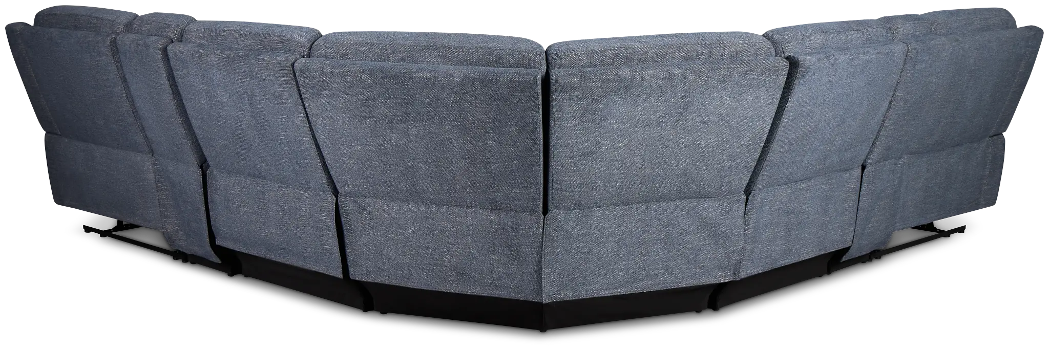 Walker Blue Fabric Large Dual Manually Reclining Two-arm Sectional Walker Blue Fabric Large Dual Manually Reclining Two-arm Sectional