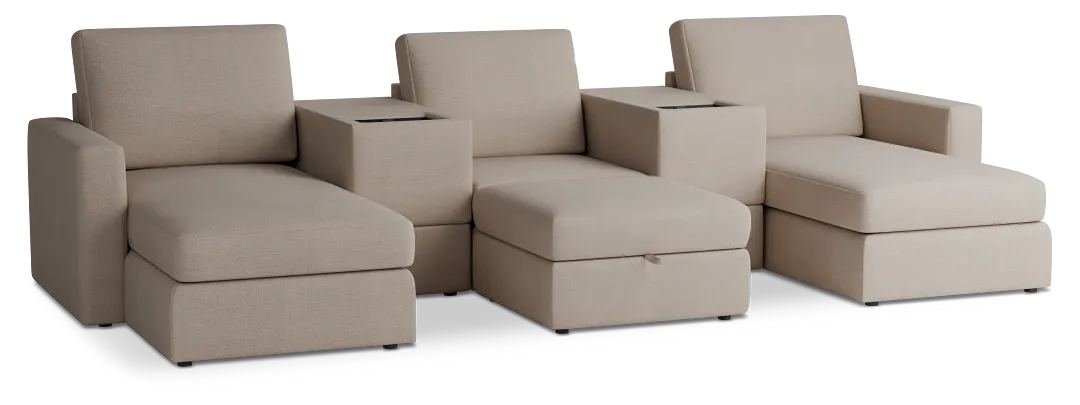 Citymod Beige Fabric 6-piece Home Theater With Storage Consoles