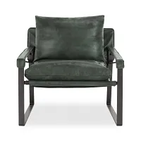 Times Green Leather Accent Chair