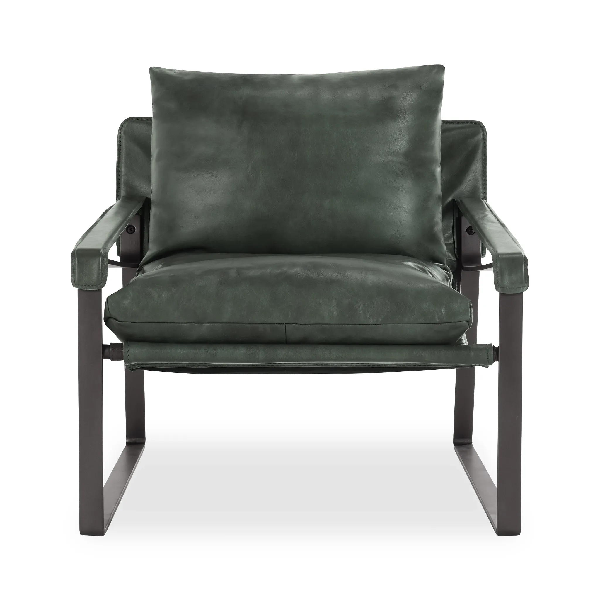 Times Green Leather Accent Chair