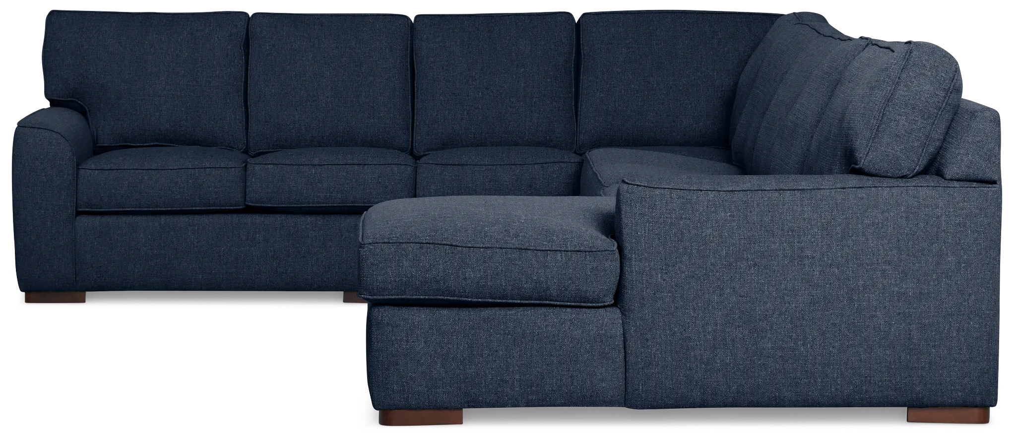 Sinclair Dark Blue Fabric Right Chaise Memory Foam Sleeper Sectional