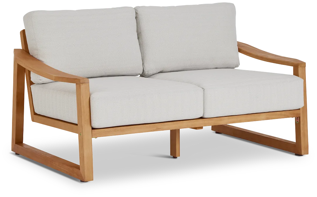 Tobago Light Tone Loveseat With Gray Cushions