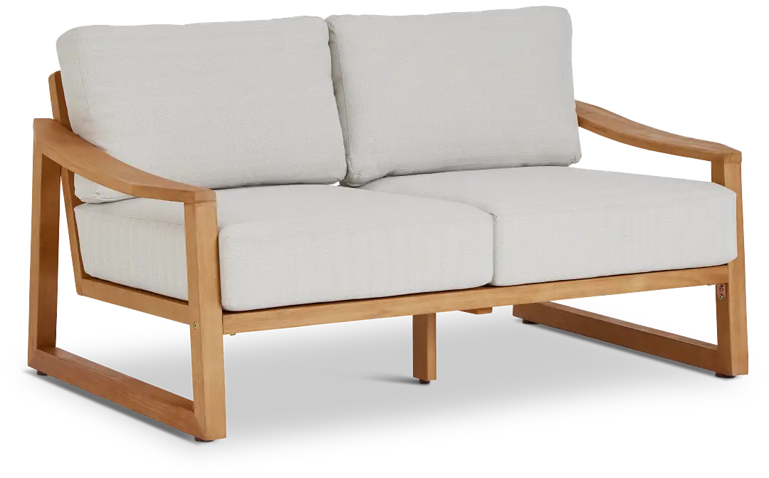 Tobago Light Tone Loveseat With Gray Cushions Tobago Light Tone Loveseat With Gray Cushions