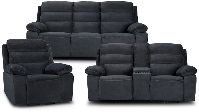 Orion Dark Gray Fabric Power Reclining Living Room