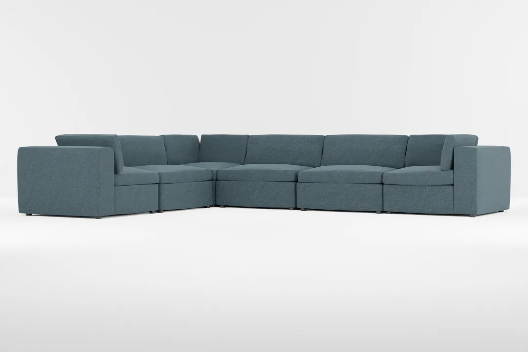Destin Elevation Dark Blue Fabric 6-piece Modular Sectional