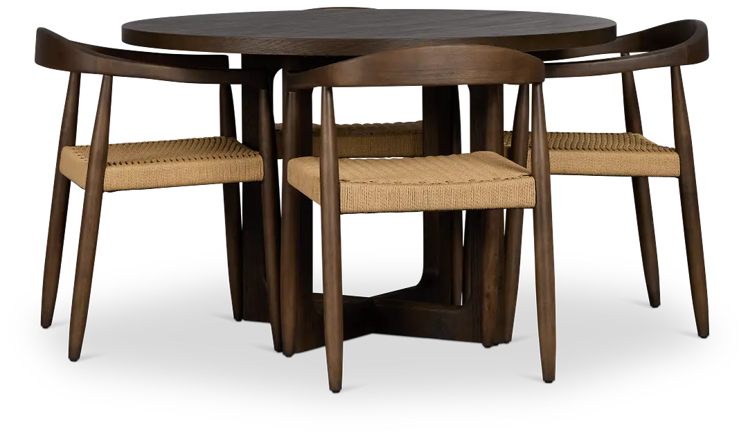 Santorini Dark Tone Round Table & 4 Upholstered Chairs Santorini Dark Tone Round Table & 4 Upholstered Chairs