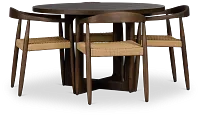 Santorini Dark Tone Round Table & 4 Upholstered Chairs