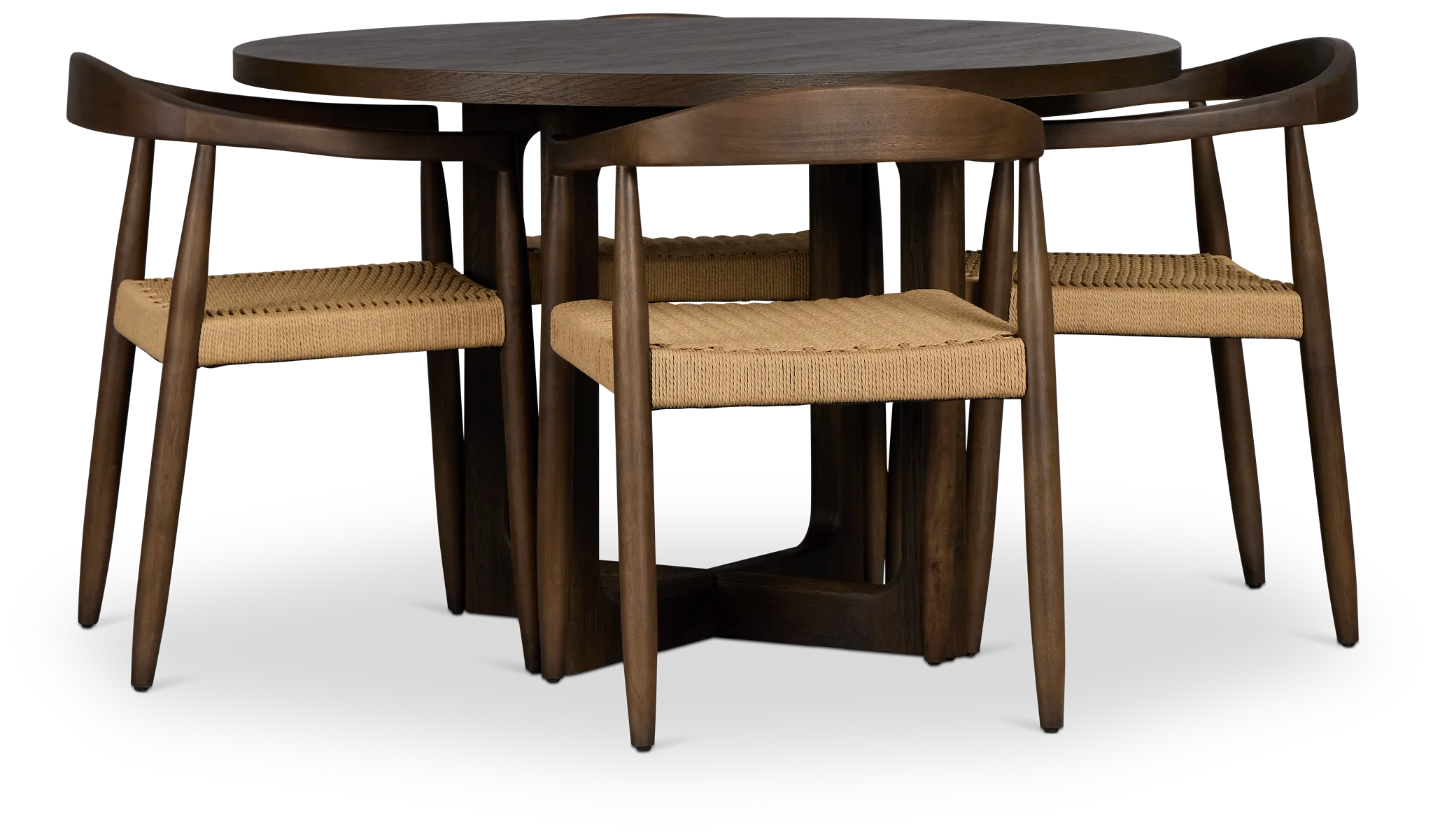 Santorini Dark Tone Round Table & 4 Upholstered Chairs