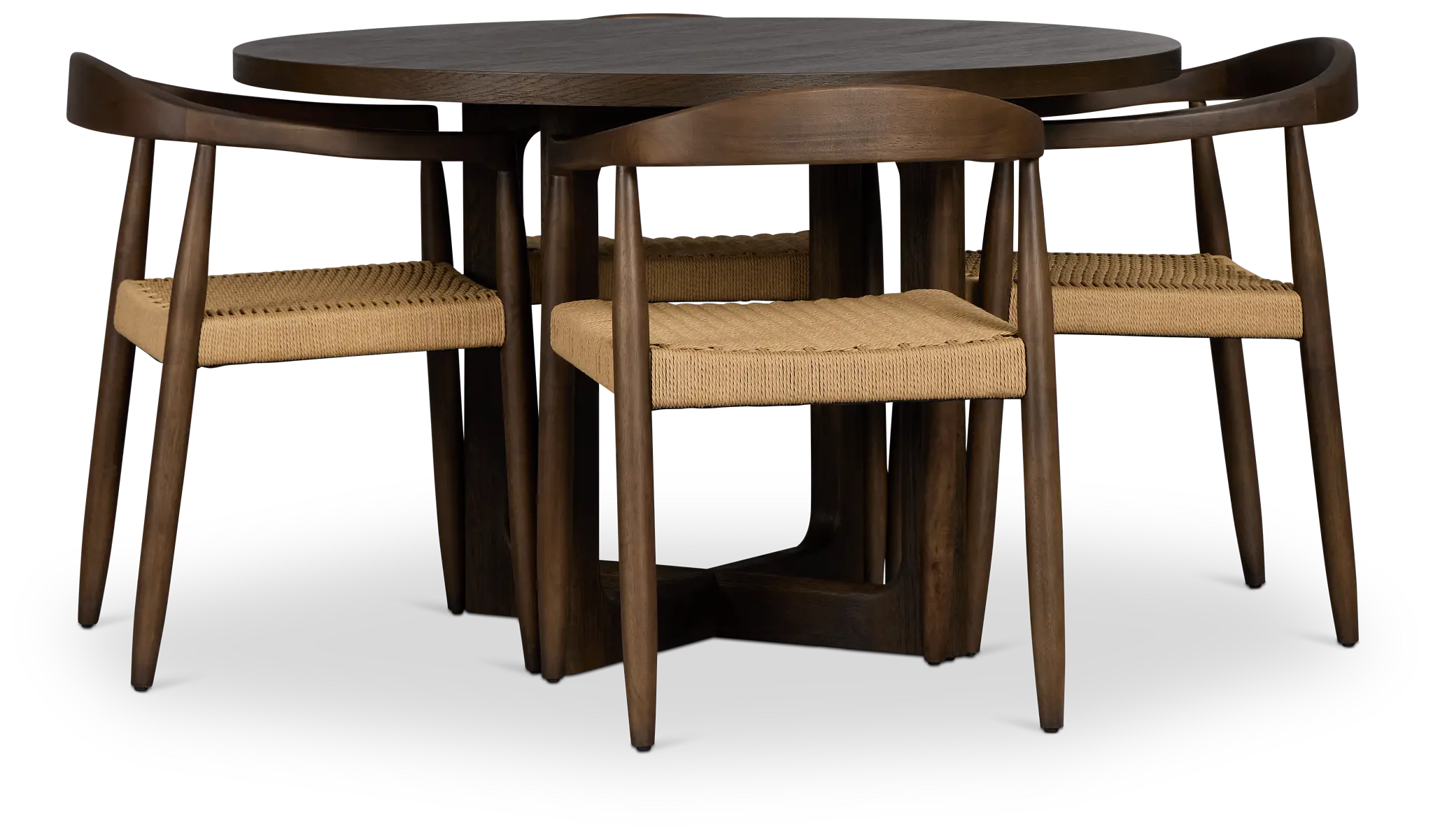 Santorini Dark Tone Round Table & 4 Upholstered Chairs Santorini Dark Tone Round Table & 4 Upholstered Chairs