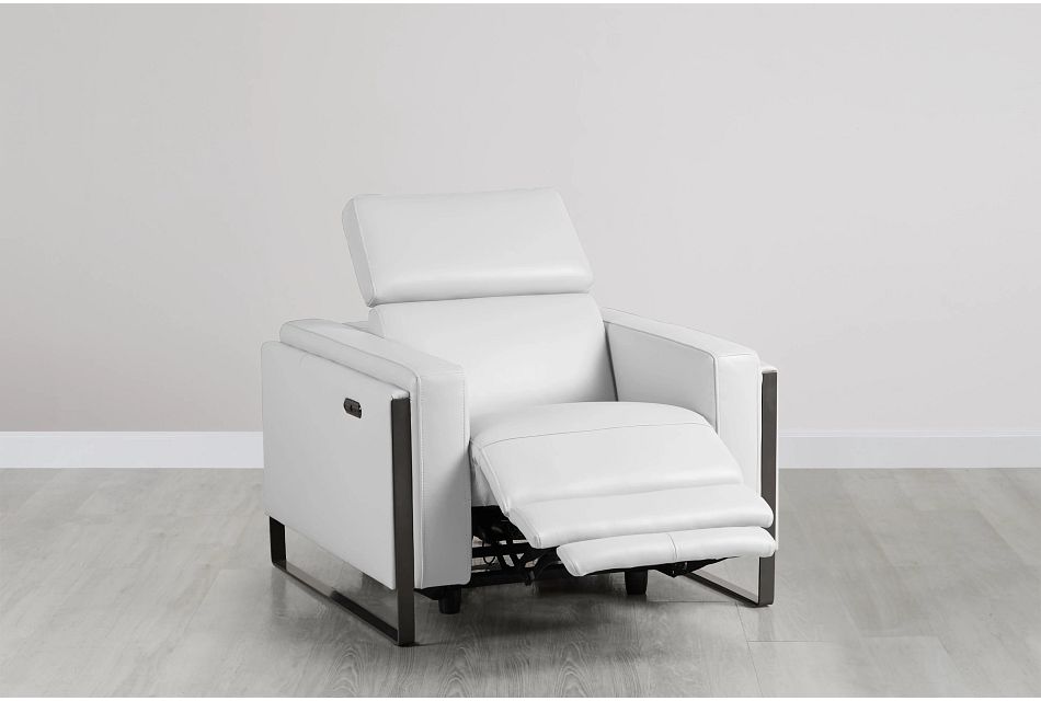Atlas White Lthr/vinyl Power Recliner