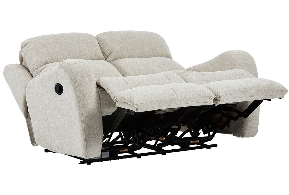 Finn Light Beige Fabric Reclining Loveseat Living Room Reclining Loveseats City Furniture