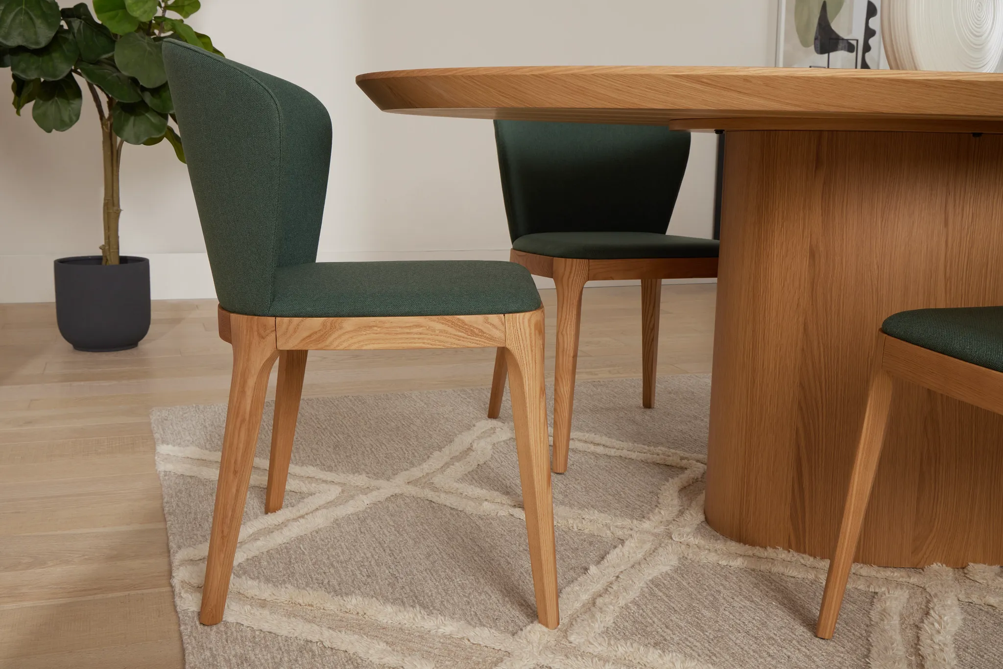 Nomad Dark Green Upholstered Side Chair With Light Tone Legs