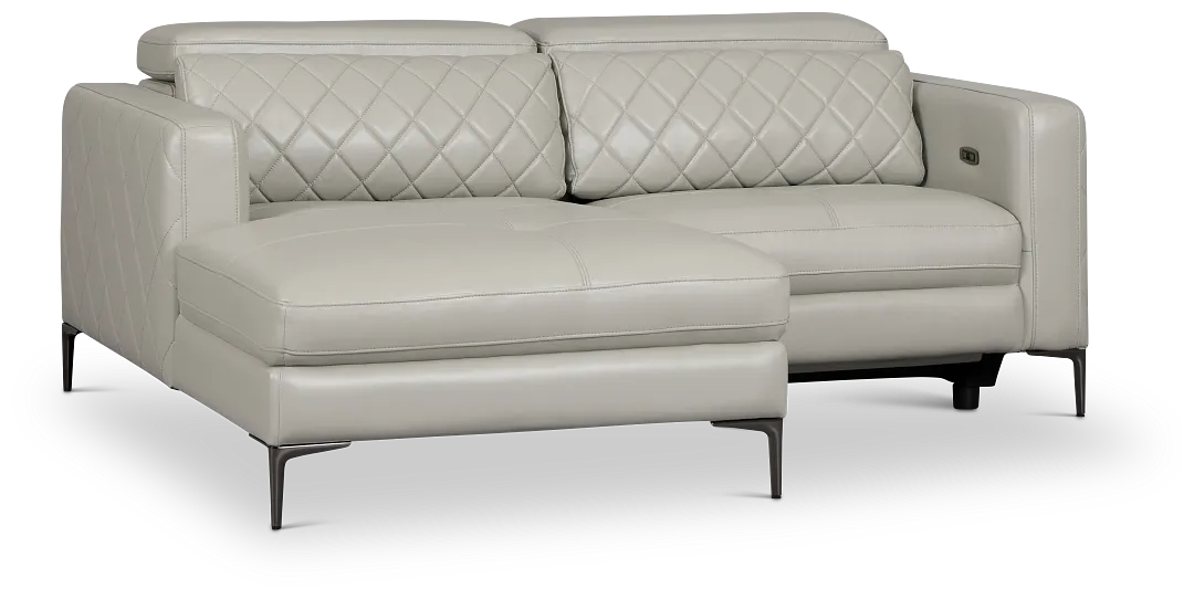 Ava Light Gray Micro Left Chaise Power Reclining Sectional
