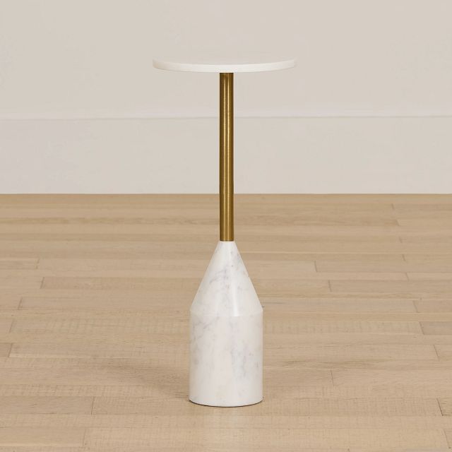 Neith White Stone Accent Table