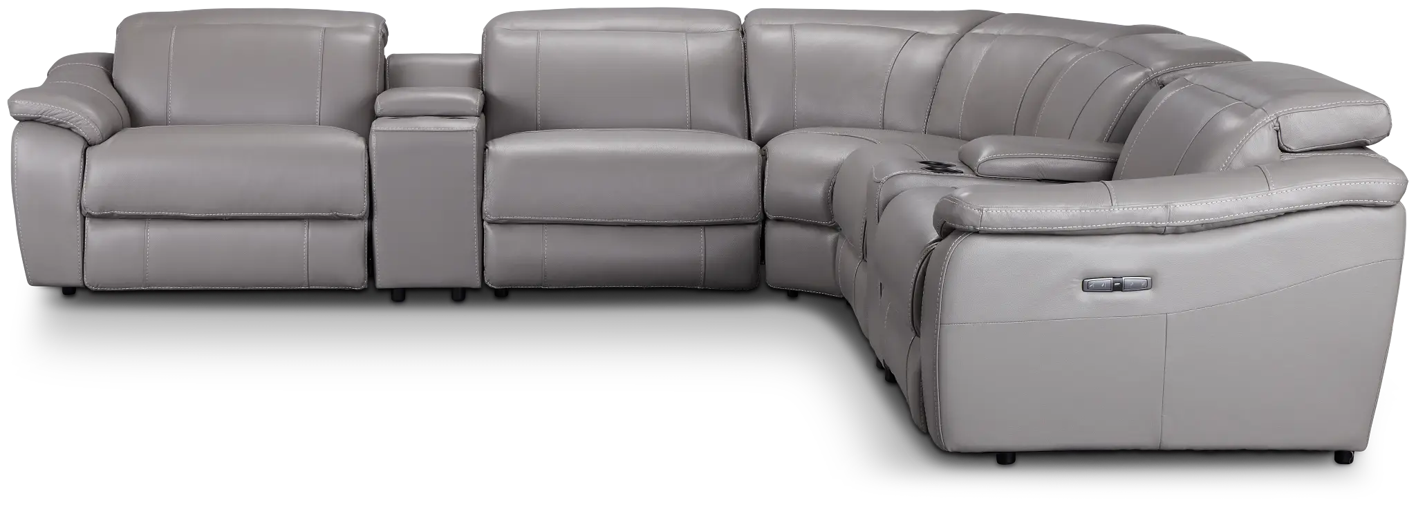 Marion Gray Lthr/vinyl Large Triple Power Reclining Two-arm Sectional Marion Gray Lthr/vinyl Large Triple Power Reclining Two-arm Sectional