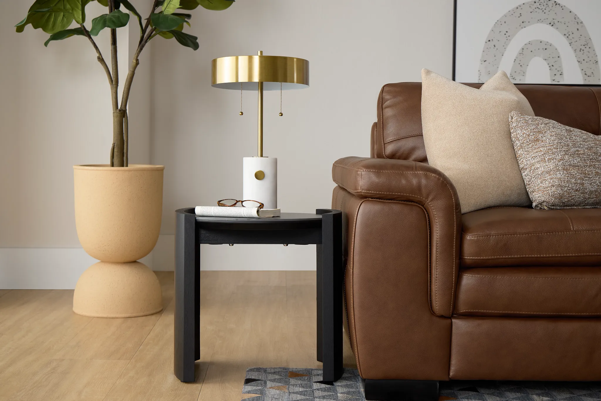 Nomad Black Ceramic Round End Table