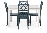 Edgartown White Rect Table & 4 Navy Wood Chairs