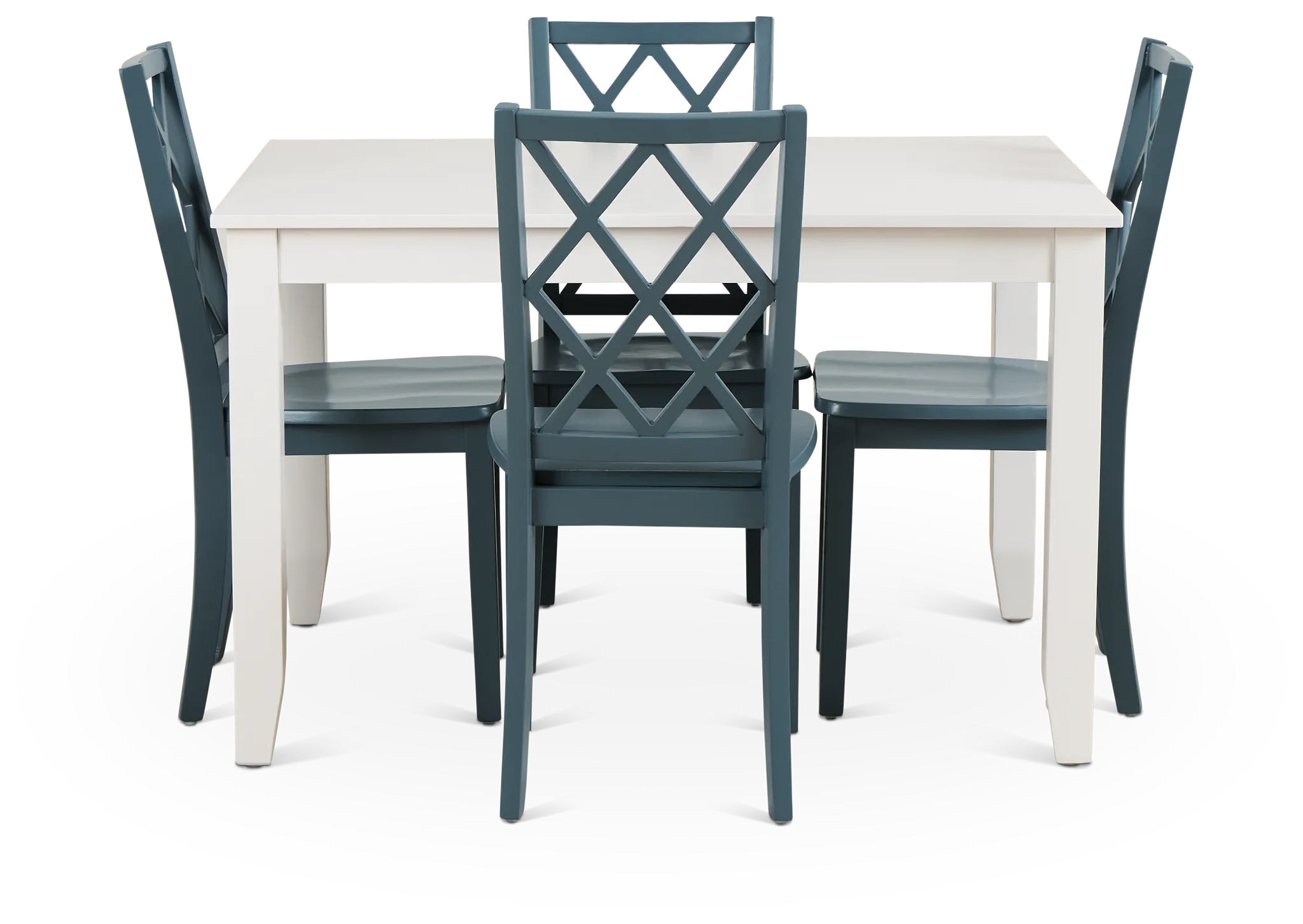 Edgartown White Rect Table & 4 Navy Wood Chairs