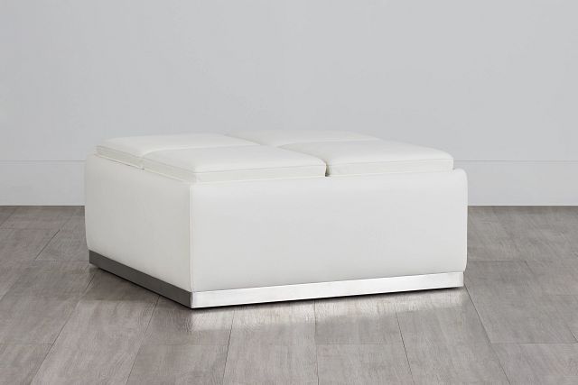 Camden White Micro Cocktail Ottoman With Metal Base With Tray (0)
