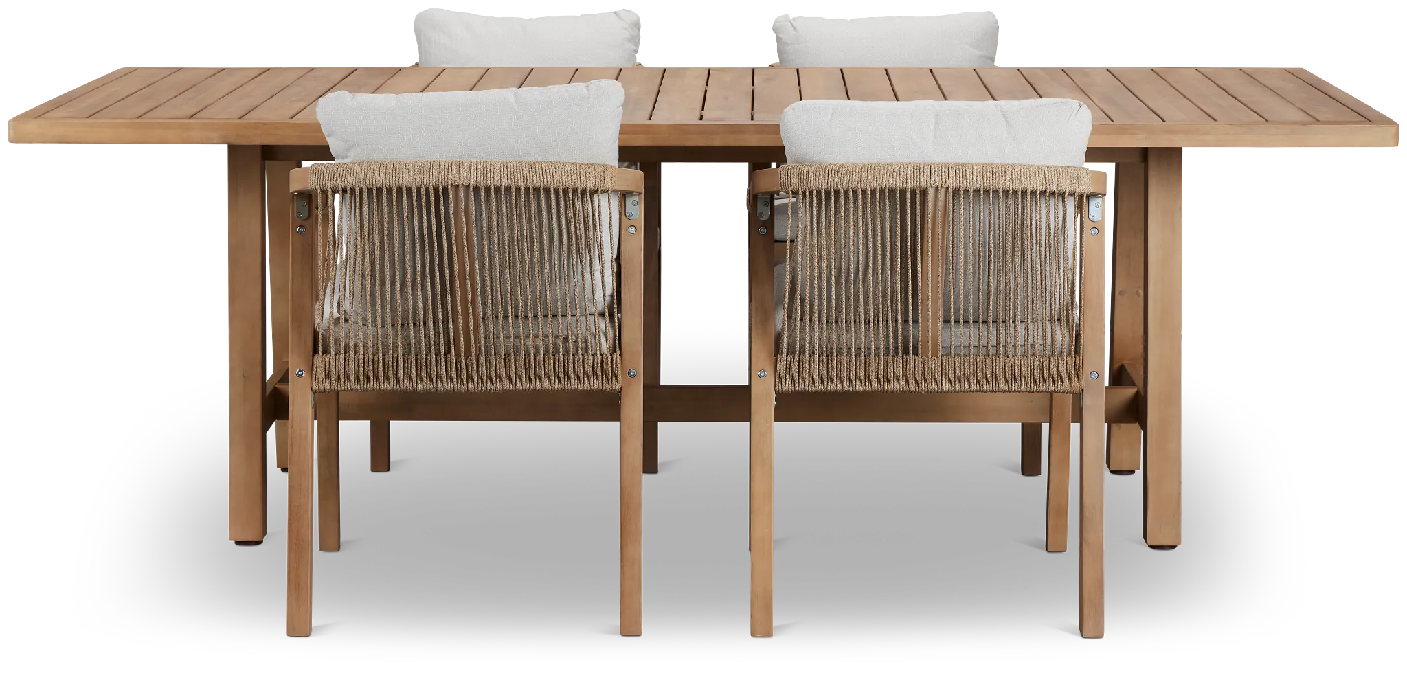 Laguna Light Tone 90" Rectangular Table & 4 Gray Cushioned Chairs