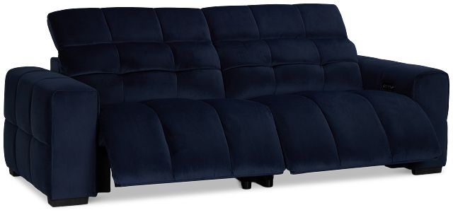 Gemma Navy Velvet Small Left Chaise Power Reclining Sectional
