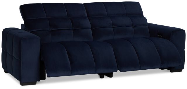 Gemma Navy Velvet Small Left Chaise Power Reclining Sectional