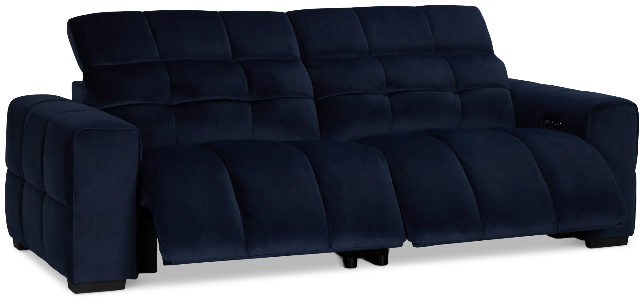 Gemma Navy Velvet Small Left Chaise Power Reclining Sectional