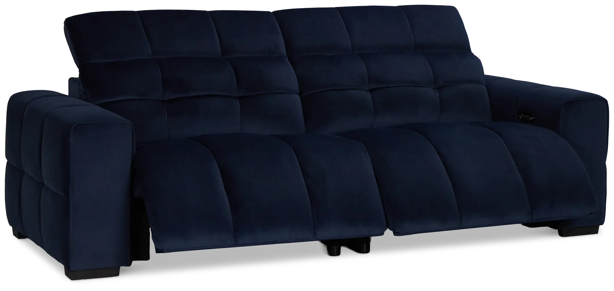 Gemma Navy Velvet Small Left Chaise Power Reclining Sectional Gemma Navy Velvet Small Left Chaise Power Reclining Sectional