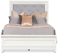 Alessandria White Uph Panel Bed With Lights