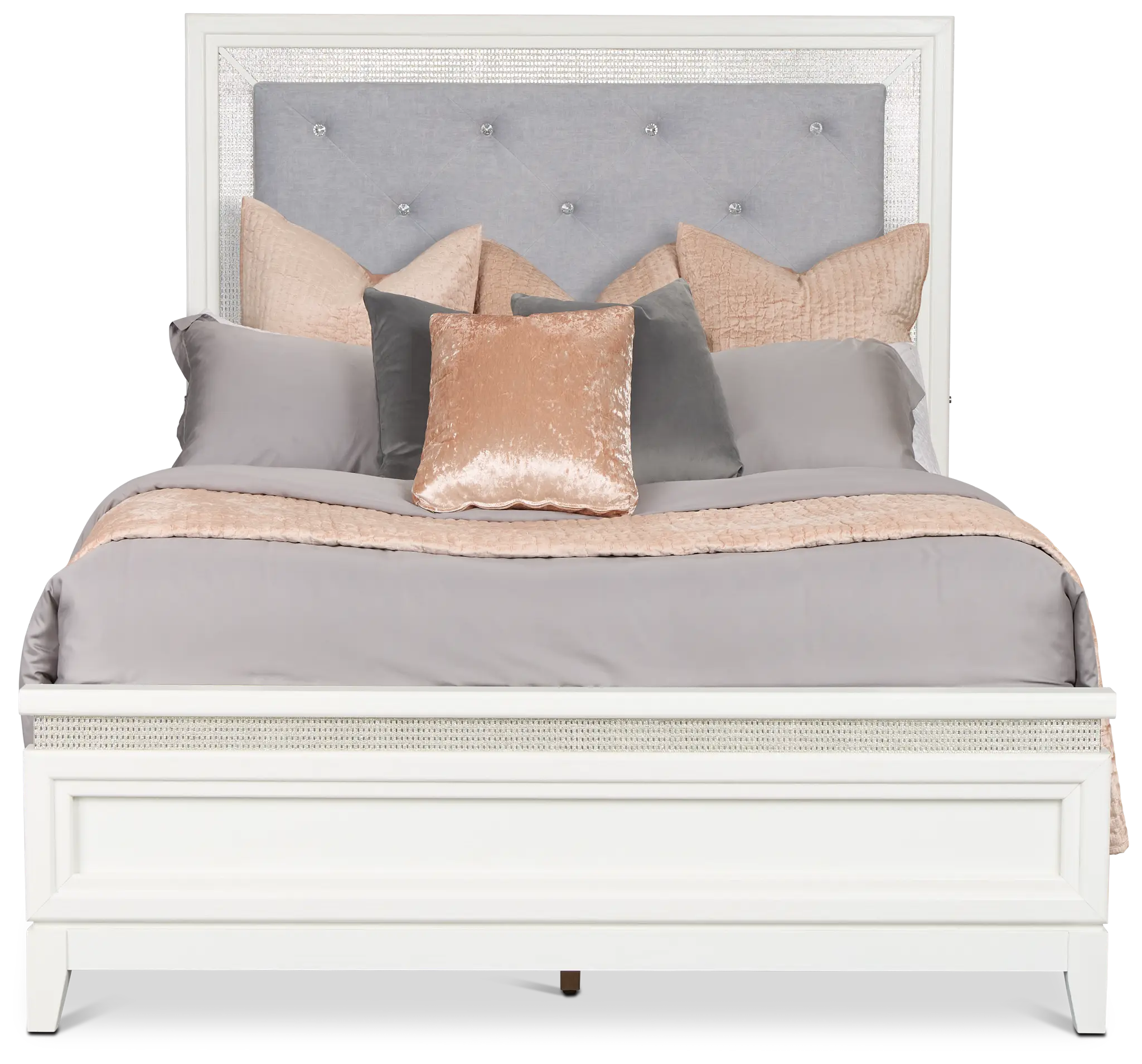 Alessandria White Uph Panel Bed With Lights Alessandria White Uph Panel Bed With Lights