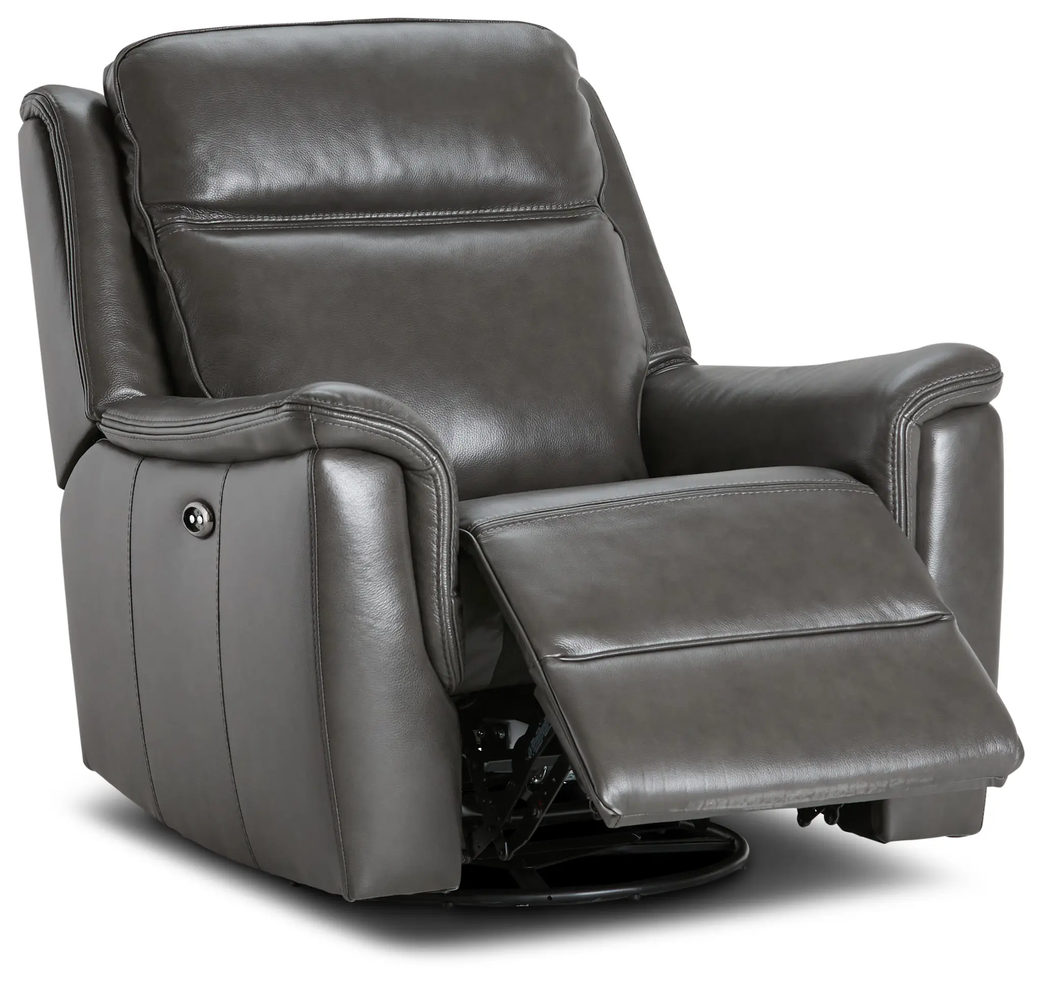 Aiden Dark Gray Leather Power Swivel Glider Recliner Aiden Dark Gray Leather Power Swivel Glider Recliner
