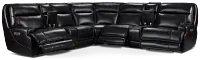 Casey Black Lthr/vinyl Large Triple Power Reclining Two-arm Sectional
