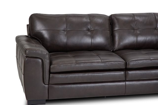 Braden Dark Brown Leather Small Right Bumper Sectional