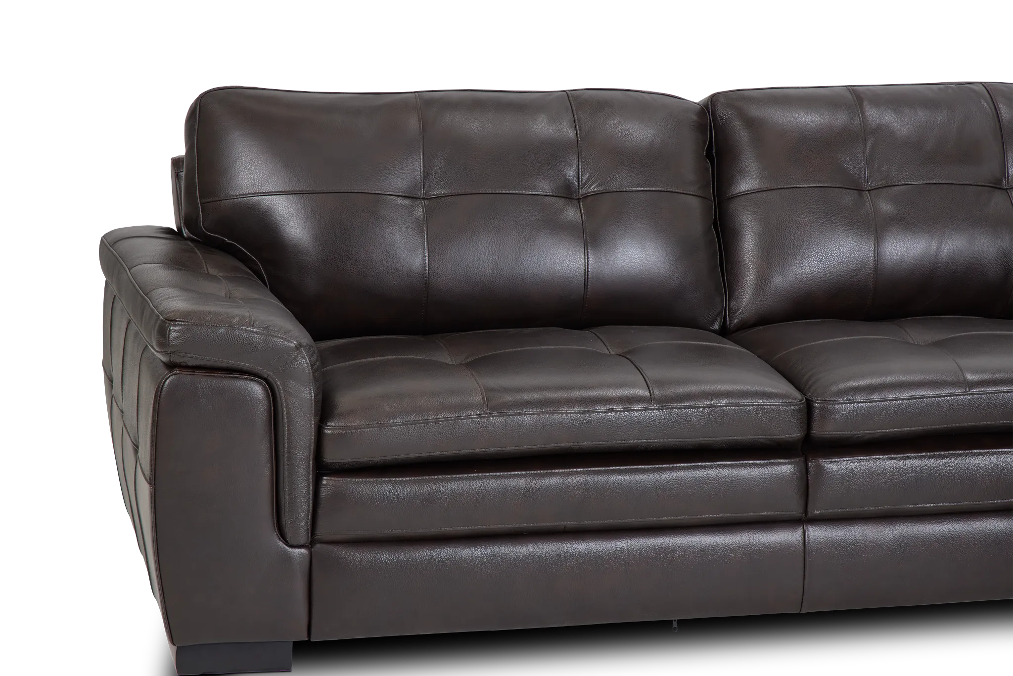 Braden Dark Brown Leather Small Right Bumper Sectional