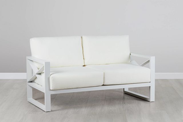 Linear White Aluminum Loveseat