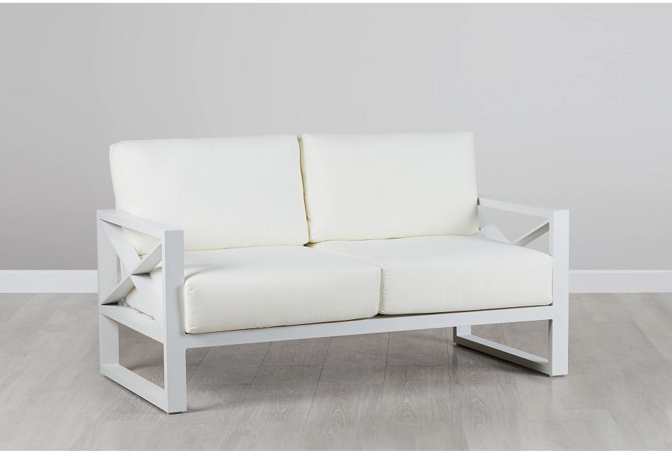 Linear White Aluminum Loveseat