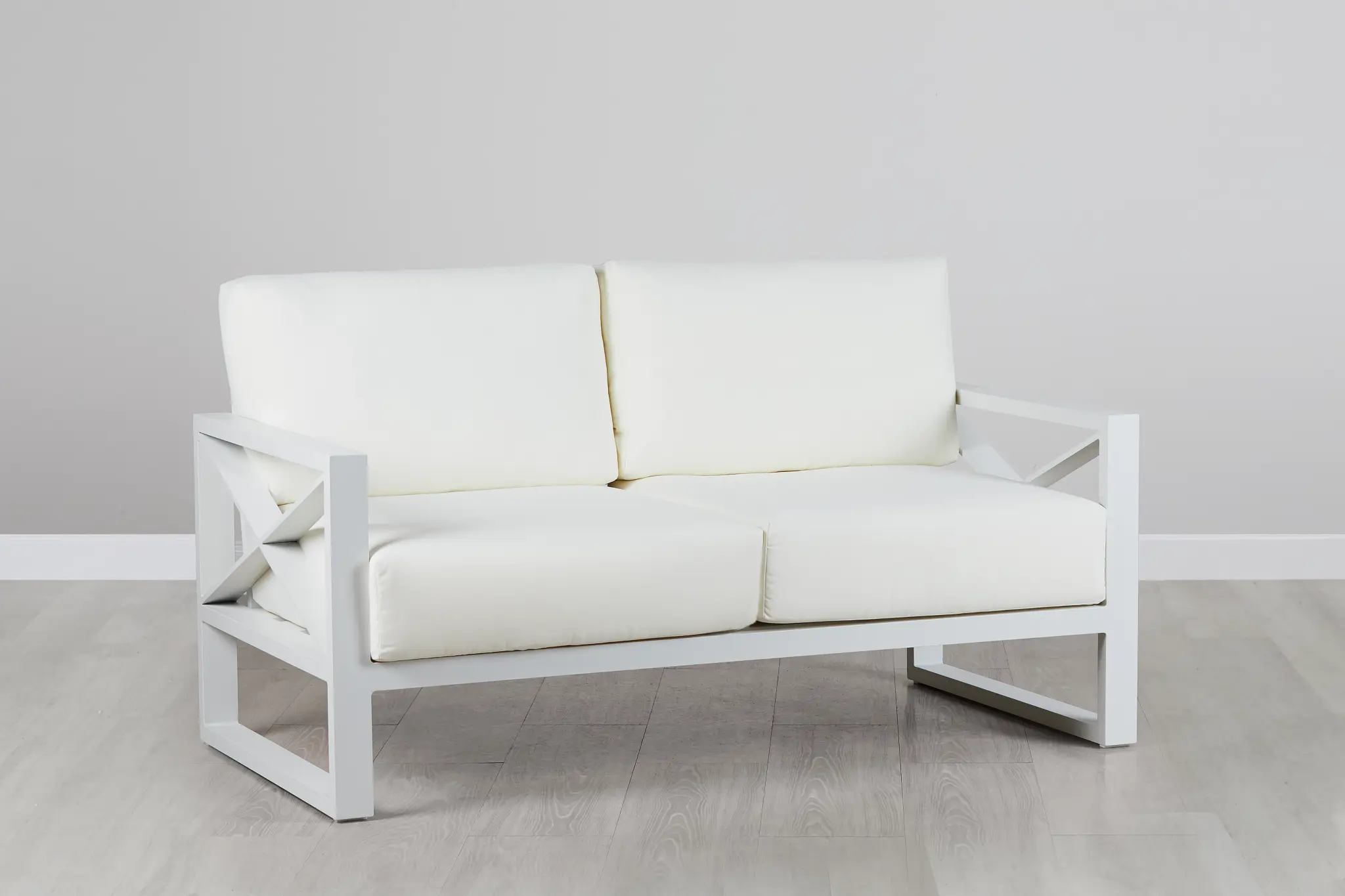 Linear White Aluminum Loveseat Linear White Aluminum Loveseat