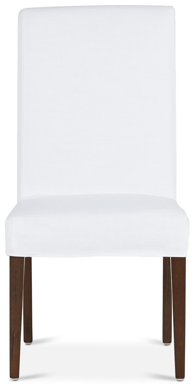 Destination White Short Slipcover Chair With Medium-tone Leg (3)