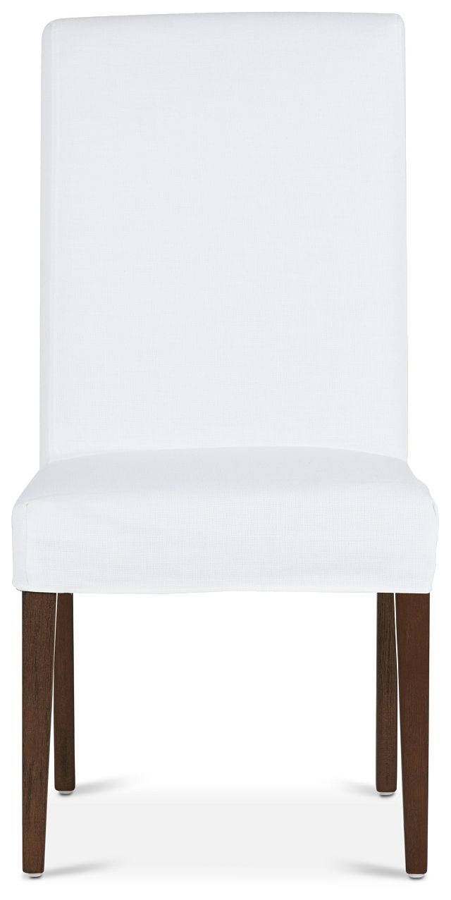 Destination White Short Slipcover Chair With Medium-tone Leg